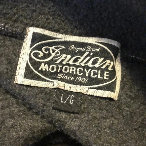 Indian Motorcycle Company Mock Neck Fleece Kangaroo Pocket Pull Over Sweater - Picture 6 of 8